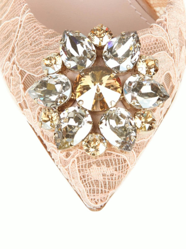 The Best Shops DOLCE & GABBANA: court shoes - Bellucci apricot lace jewel pumps